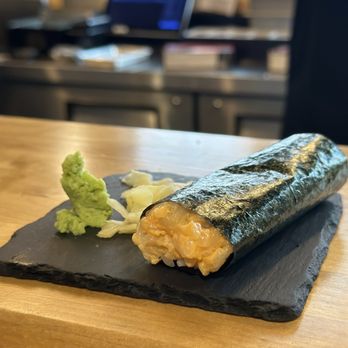 Sugo Hand Roll Bar - Spicy Bay Scallop roll - Sushi Bars Near Me - Seattle, Washington Sugo Hand Roll Bar - Spicy Bay Scallop roll - Sushi Bars Near Me - Seattle, Washington