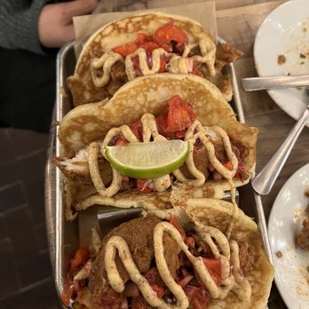 Treylor Park - Chicken & Pancake Tacos - New American Near Me - Savannah, Georgia Treylor Park - Chicken & Pancake Tacos - New American Near Me - Savannah, Georgia