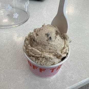 Off Track Ice Cream - One scoop of vegan brown sugar oat milk and cookies and black sesame with earl grey tea cookies. - Ice Cream & Frozen Yogurt Near Me - Charleston, South Carolina