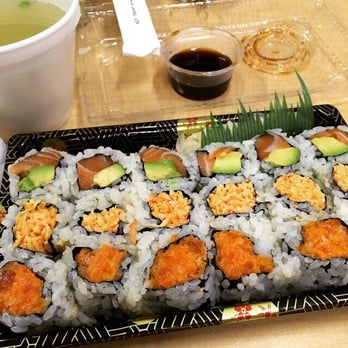 Maguro - Spicy salmon, salmon avocado, and snow crab roll. - Sushi Bars Near Me - New York, New York Maguro - Spicy salmon, salmon avocado, and snow crab roll. - Sushi Bars Near Me - New York, New York