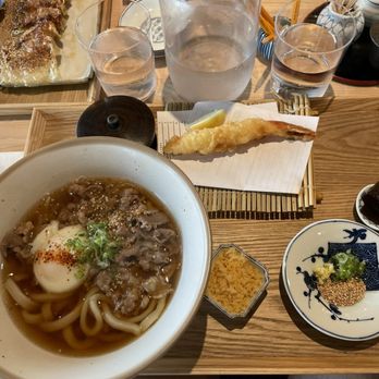 Zaru - Nikutama Udon with a side of shrimp tempura - Japanese Near Me - Orlando, Florida Zaru - Nikutama Udon with a side of shrimp tempura - Japanese Near Me - Orlando, Florida