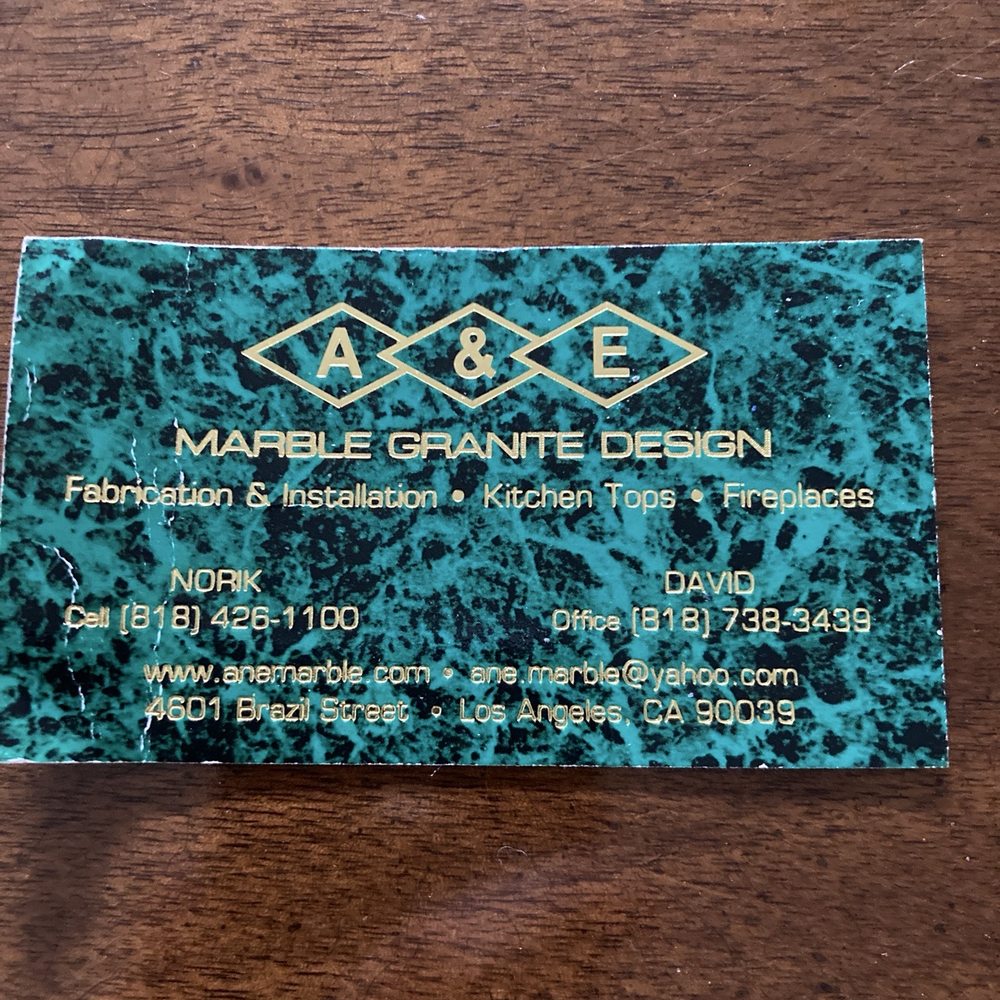 A & E Marble Granite Design - Biz card - Countertop Installation Near Me - Los Angeles, California