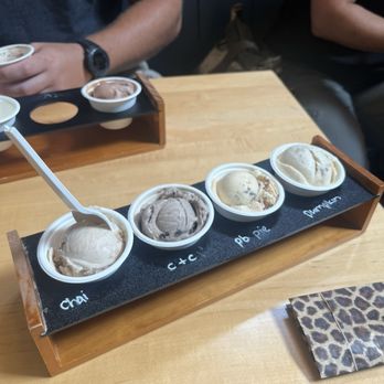 Off Track Ice Cream - Icecream flight: dirty chai cake, cookies and cream, pb pie, pumpkin chess cake - Ice Cream & Frozen Yogurt Near Me - Charleston, South Carolina