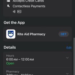 Rite Aid - Not the correct hours.