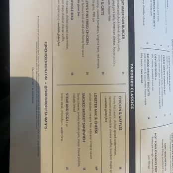 Yardbird - Costlier menu items (09/26/21). - Southern Near Me - Los Angeles, California Yardbird - Costlier menu items (09/26/21). - Southern Near Me - Los Angeles, California