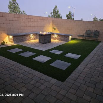 Nevada Turf Installers - Seat walls and fire pit. Stepping stones and artifical turf. - Artificial Turf Near Me - Las Vegas, Nevada Nevada Turf Installers - Seat walls and fire pit. Stepping stones and artifical turf. - Artificial Turf Near Me - Las Vegas, Nevada