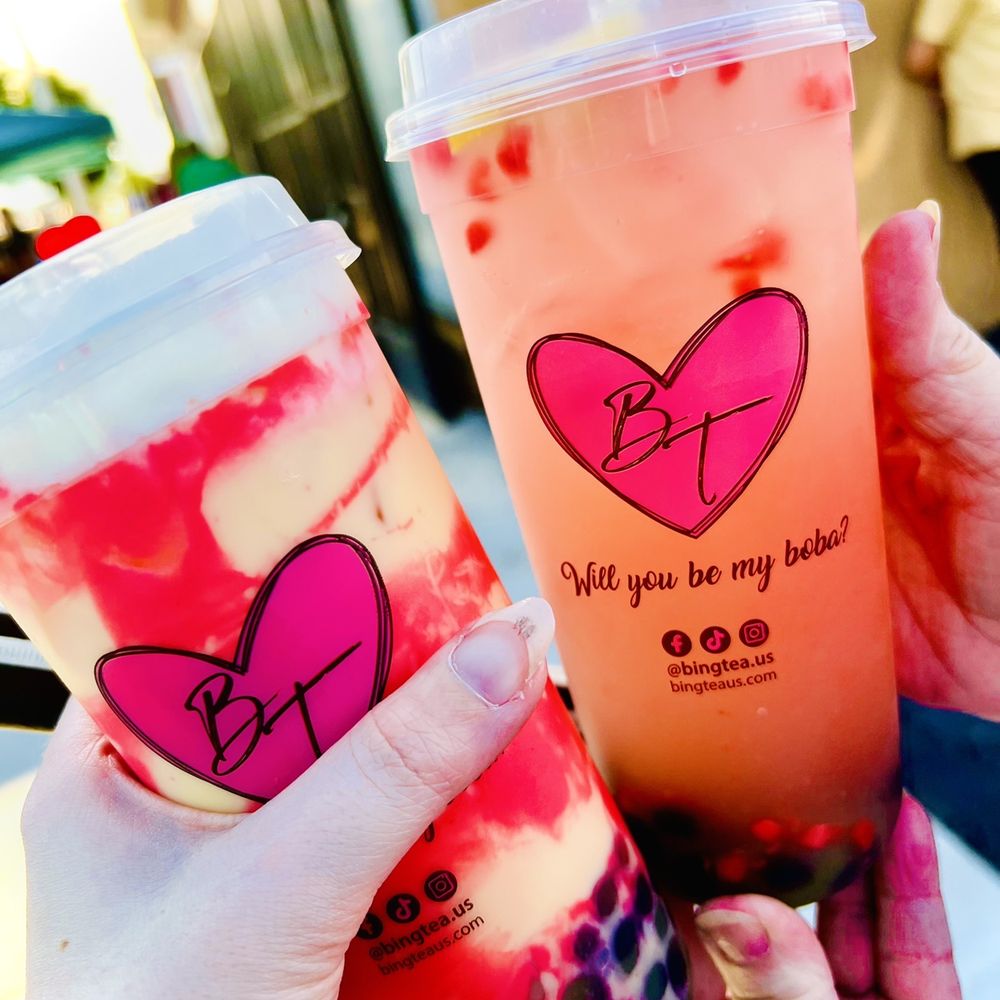 Bing Tea - Rengoku special themed drink with Tanjiro boba, strawberry lemonade with Tanjiro boba - Desserts Near Me - Albuquerque, New Mexico Bing Tea - Rengoku special themed drink with Tanjiro boba, strawberry lemonade with Tanjiro boba - Desserts Near Me - Albuquerque, New Mexico