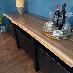 Woodcraft Furniture - Side board with cabinets in black and live edge natural