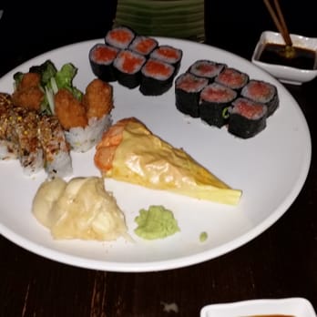 Tenzan - Fried oyster roll, spicy scallop hand roll in soy paper, toro scallion, spicy salmon roll. - Sushi Bars Near Me - New York, New York Tenzan - Fried oyster roll, spicy scallop hand roll in soy paper, toro scallion, spicy salmon roll. - Sushi Bars Near Me - New York, New York