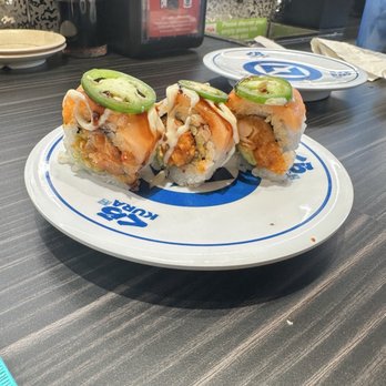 Kura Revolving Sushi Bar - Spicy salmon roll - Conveyor Belt Sushi Near Me - Boulder, Colorado Kura Revolving Sushi Bar - Spicy salmon roll - Conveyor Belt Sushi Near Me - Boulder, Colorado