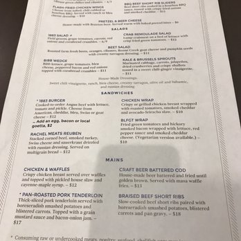 Kitchen 1883 - Menu 12/2017 - New American Near Me - Union, Kentucky Kitchen 1883 - Menu 12/2017 - New American Near Me - Union, Kentucky