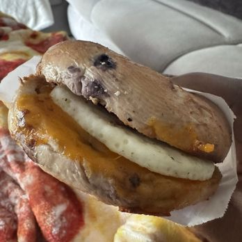 Ellianos Coffee - Bacon, Egg & Cheese Breakfast Sandwich on a Blueberry Bagel - Coffee & Tea Near Me - Jacksonville, Florida