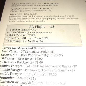 Forbidden Root - Part of the drink menu. Tried out the flight among other Forbidden Root brews - Brewpubs Near Me - Chicago, Illinois