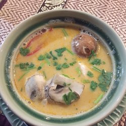 Lai Thai - Tom Kha gai,  good flavor but waaaay too sweet.  Ask for no sugar for best chance