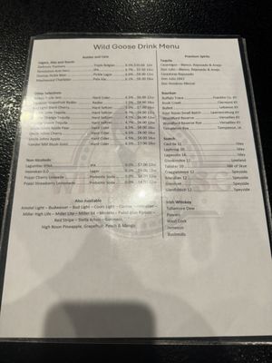 Menu photo 1 The Wild Goose Bar & Grill Chicago, IL Menu photo 1 The Wild Goose Bar & Grill Chicago, IL