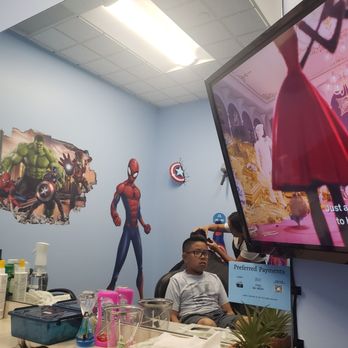 Cool Kids Cuts By Thao - Superhero decorated wall! Clean workspace and TV for the kids to watch. - Kids Hair Salons Near Me - Cypress, California Cool Kids Cuts By Thao - Superhero decorated wall! Clean workspace and TV for the kids to watch. - Kids Hair Salons Near Me - Cypress, California