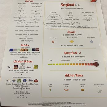 Crazy Crab - Menu for your table - Cajun/Creole Near Me - Streamwood, Illinois