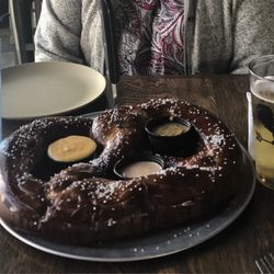 Beerhead Bar & Eatery - Awesome Pretzel with Cheddar Cheese, Mustard and Awesome Sauce.