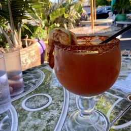 Michelada with two shrimp