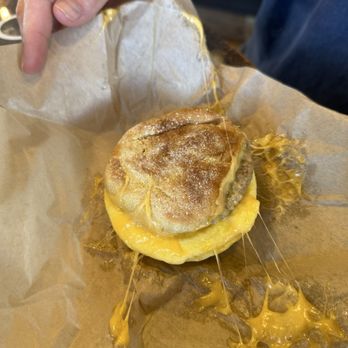 The Vintage Coffee House - Muffin sandwich, sausage egg and cheese - Coffee & Tea Near Me - Indio, California