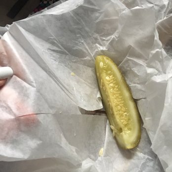 Potbelly - They sliced the pickle on top of the paper, shredding the paper. Might as well of tossed my pickle in the bag naked. - Sandwiches Near Me - Garland, Texas