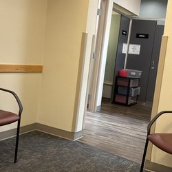 Banner Imaging - Private changing rooms.  Reusable baskets for personal items.