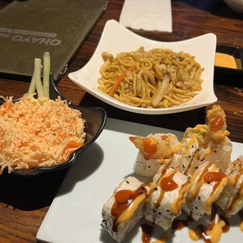 Ohayo Sushi - Spicy Kani Salad Chicken Fried Noodle TNT Roll - Sushi Bars Near Me - Webster, Texas