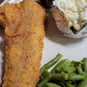 Coach Light Inn - Fried pollock, baked potato green beans - American Near Me - Valentine, Nebraska