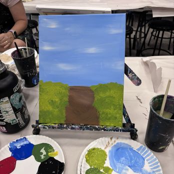 Painting with a Twist - Half way through painting - Paint & Sip Near Me - Phoenix, Arizona