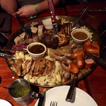 Der Biergarten - The "König Ludwig Platte." This is a sampler of their popular entrees, and the menu says it feeds six people. - German Near Me - Atlanta, Georgia