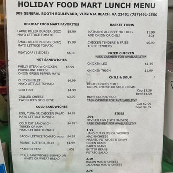 Holiday Food Mart - Lunch menu - Convenience Stores Near Me - Virginia Beach, Virginia Holiday Food Mart - Lunch menu - Convenience Stores Near Me - Virginia Beach, Virginia