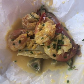 Justine - Shrimp dish (wrapped in paper) - French Near Me - New Orleans, Louisiana Justine - Shrimp dish (wrapped in paper) - French Near Me - New Orleans, Louisiana