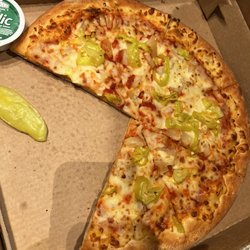 Papa Johns Pizza - This is how I picked up my pizza... I do not recommend. Two whole slices missing! This is crazy!