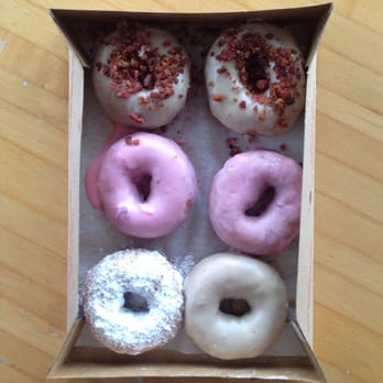Duck Donuts - maple bacon, strawberry, powdered sugar, maple. amazing! - Donuts Near Me - Corolla, North Carolina