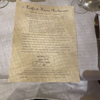 Ledford House - Menu January 2024 - French Near Me - Albion, California