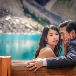 Burnett Photography - Moraine Lake engagement photo session with Banff photographers, Burnett Photography