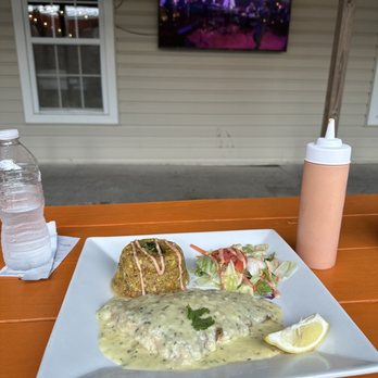 Papi's Cafe and Grill - Snapper filet, garlic cream with mofongo and aioli. - Puerto Rican Near Me - Fort Walton Beach, Florida Papi's Cafe and Grill - Snapper filet, garlic cream with mofongo and aioli. - Puerto Rican Near Me - Fort Walton Beach, Florida