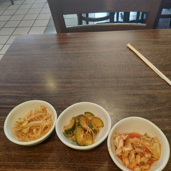 KOGI Korean BBQ - (l to r)bean sprout, zucchini and napa cabbage banchan - Korean Near Me - Tucson, Arizona KOGI Korean BBQ - (l to r)bean sprout, zucchini and napa cabbage banchan - Korean Near Me - Tucson, Arizona