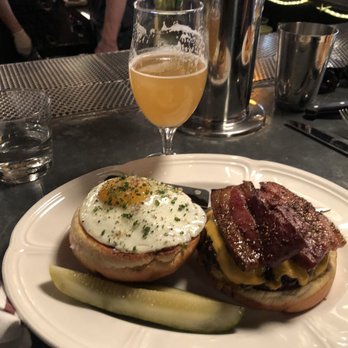 Au Cheval - Double cheeseburger with Thick - Cut Peppered Bacon and Fried Egg - Bars Near Me - Chicago, Illinois