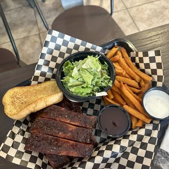 Biggin's Texas BBQ - Ribs, sweet potato fries, salad - Barbeque Near Me - Los Banos, California Biggin's Texas BBQ - Ribs, sweet potato fries, salad - Barbeque Near Me - Los Banos, California