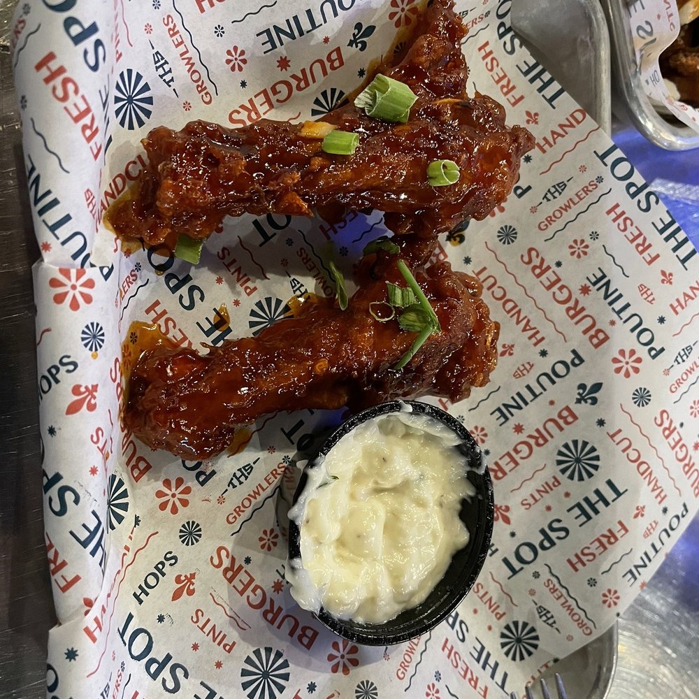 Syracuse Hops Spot - Wednesday is the duck wing special. Can order a la cart. Ordered with the maple bourbon glaze, the most popular one. - American Near Me - Syracuse, New York Syracuse Hops Spot - Wednesday is the duck wing special. Can order a la cart. Ordered with the maple bourbon glaze, the most popular one. - American Near Me - Syracuse, New York