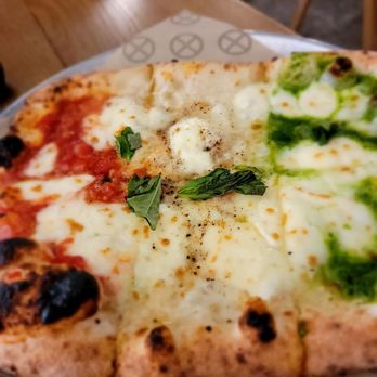 Simò Pizza - University - Tre Gusti- Margherita, Cacio E Pepe, Pesto e Pecorino. Favorite was the pesto but all were tasty. - Pizza Near Me - New York, New York
