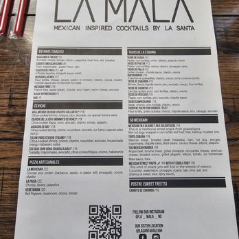 La Mala Mexican Inspired Cocktails - Menu - Cocktail Bars Near Me - Durham, North Carolina