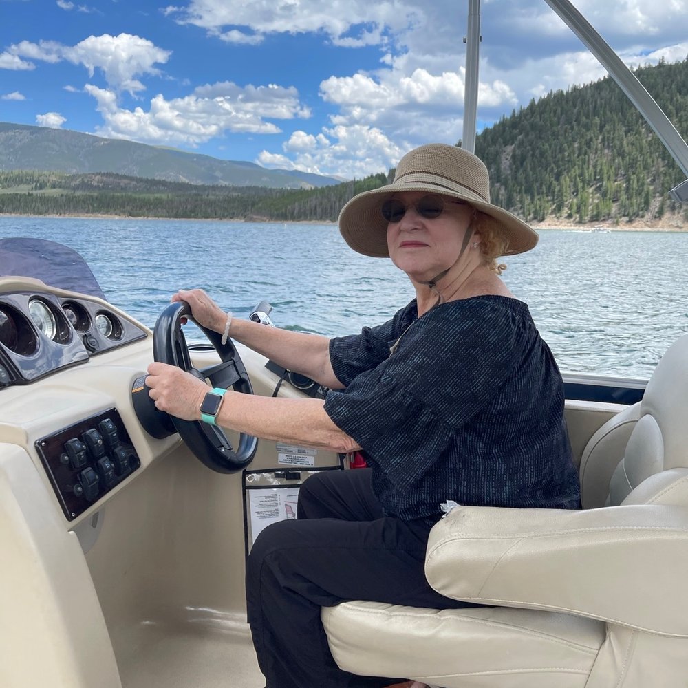 My wife at the wheel on Lake Dillon My wife at the wheel on Lake Dillon