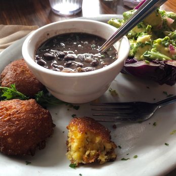 Pambiche - Cuban fritters with avocado salad and black beans - Cuban Near Me - Portland, Oregon Pambiche - Cuban fritters with avocado salad and black beans - Cuban Near Me - Portland, Oregon