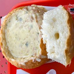 Fulton Fish Frye - Clam chowder in a bread bowl