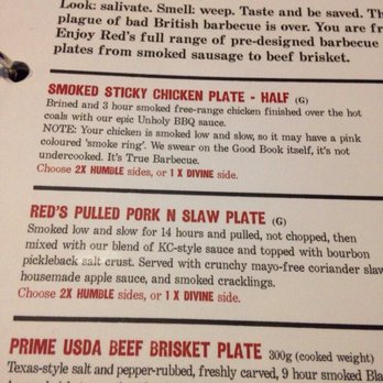 Red's True Barbecue - Menu - Barbeque Near Me - Manchester, XGM