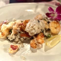 Walt's Fish Market & Restaurant South - The Sarasota - Lobster, Stone Crab, Blackened Shrimp over risotto.