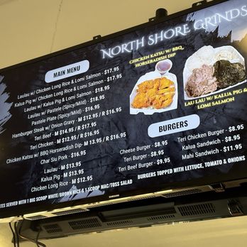 North Shore Grinds - Menu 9/4/26 - Hawaiian Near Me - Honolulu, Hawaii