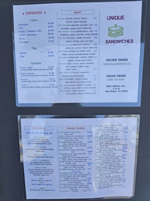 Menu photo 1 Unique Sandwiches San Diego, CA Menu photo 1 Unique Sandwiches San Diego, CA